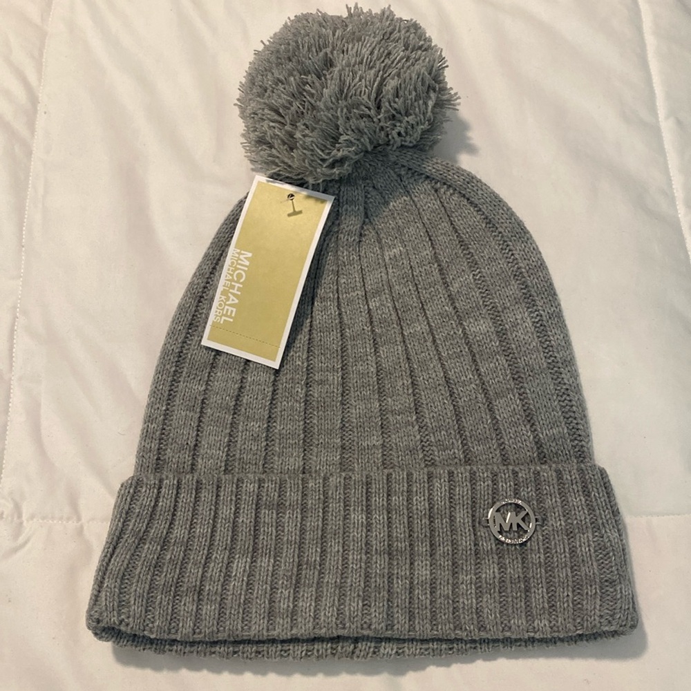 Gray MK sweater beanie.
